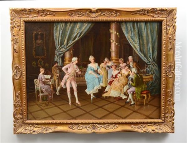 Interior Scene, Minuet Oil Painting by Gustave Claude Etienne Courtois