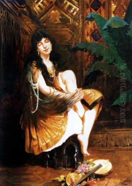 La Jeune Musicienne Orientale Oil Painting by Gustave Claude Etienne Courtois