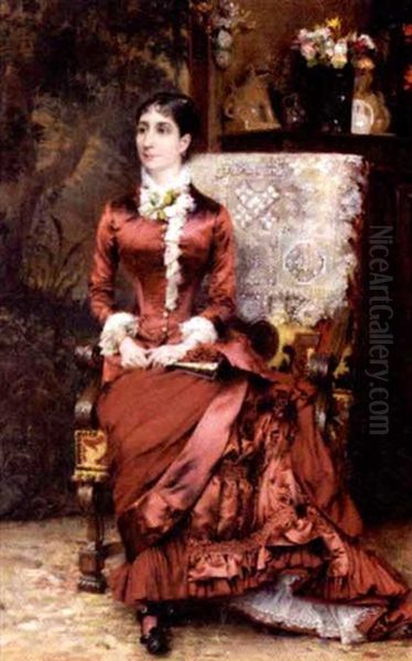 Portrait Of Madame D. Oil Painting by Gustave Claude Etienne Courtois