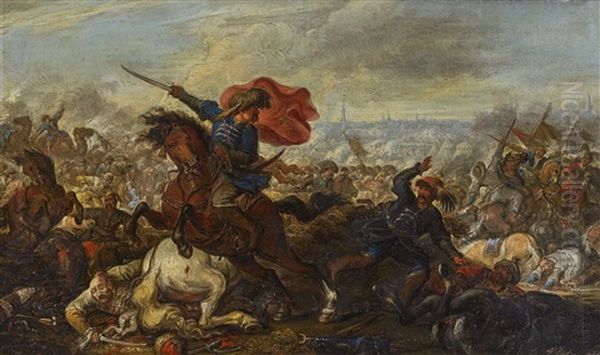 Battle Scene Of The Turkish Wars Oil Painting by Jacques Courtois