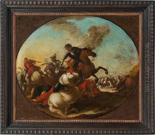 Cavalry Battle Oil Painting by Jacques Courtois