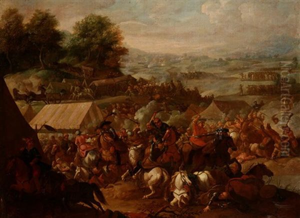 A Battle Between Turks And Christians Oil Painting by Jacques Courtois