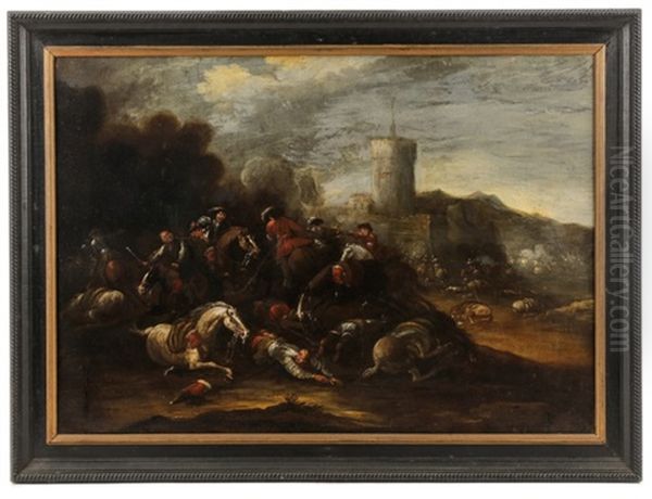 Battle Under The Turret Oil Painting by Jacques Courtois