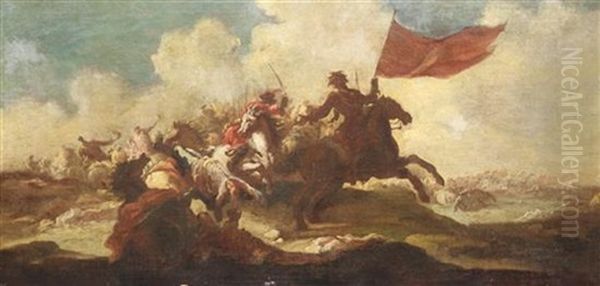 Cavalry Skirmish Oil Painting by Jacques Courtois