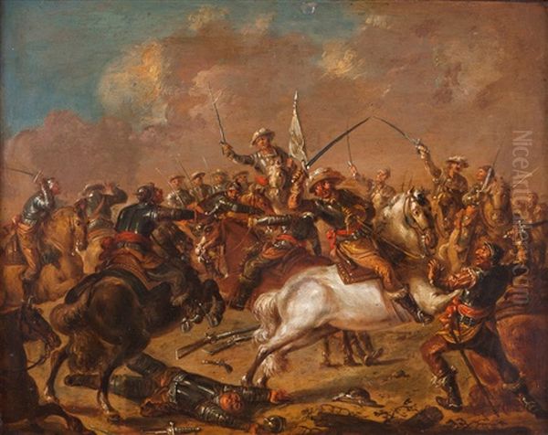 Battle Scenes (pair) by Jacques Courtois