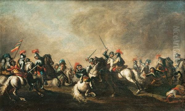 Cavalry Skirmish Oil Painting by Jacques Courtois