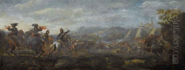 Attaque De Cavalerie Oil Painting by Jacques Courtois