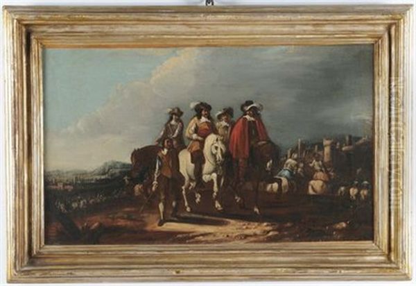 Cavalieri Prima Della Battaglia Oil Painting by Jacques Courtois