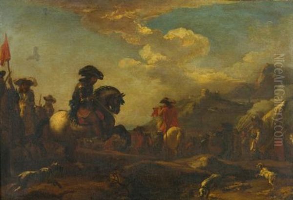 Cavalry Advancing Oil Painting by Jacques Courtois