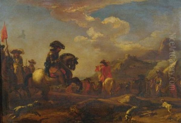 Cavalry Advancing Oil Painting by Jacques Courtois