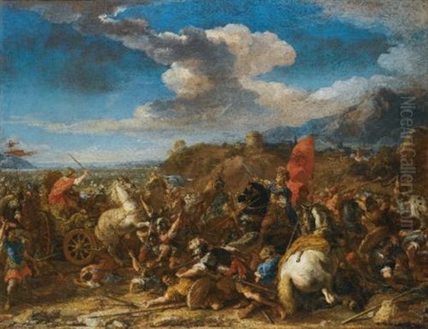 The Battle Of Issus: Alexander The Great's Army Defeats Darius And The Persians Oil Painting by Jacques Courtois