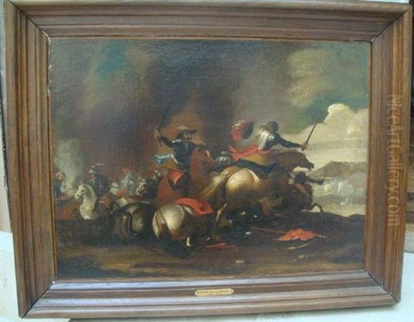 Choc De Cavalerie (pair) Oil Painting by Jacques Courtois