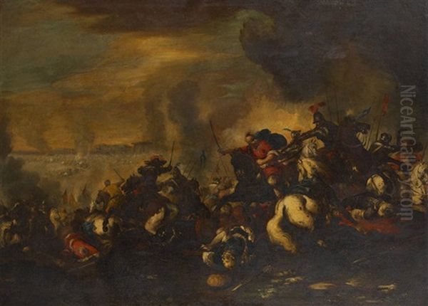 Choc De Cavalerie Oil Painting by Jacques Courtois