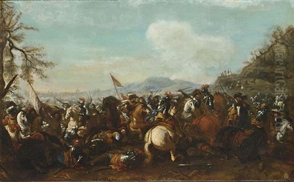 A Cavalry Battle Scene by Jacques Courtois