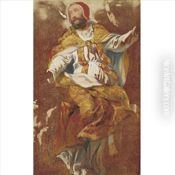 Study For A Figure Of A Pope Oil Painting by Jacques Courtois