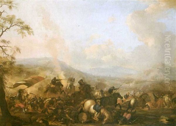 Combat De Cavalerie Oil Painting by Jacques Courtois