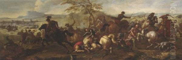 A Calvary Battle Between Christians And Turks by Jacques Courtois