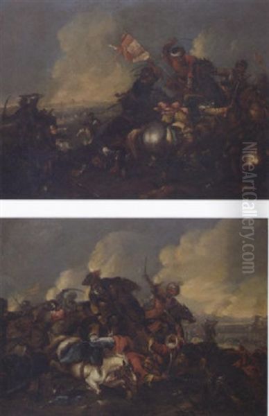 Choc De Cavalerie Oil Painting by Jacques Courtois