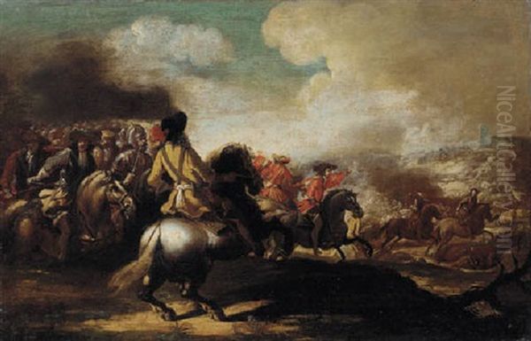 Cavalry Skirmish Oil Painting by Jacques Courtois