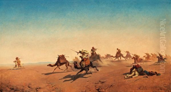 Desert Battle Oil Painting by Henrik Ankarcrona