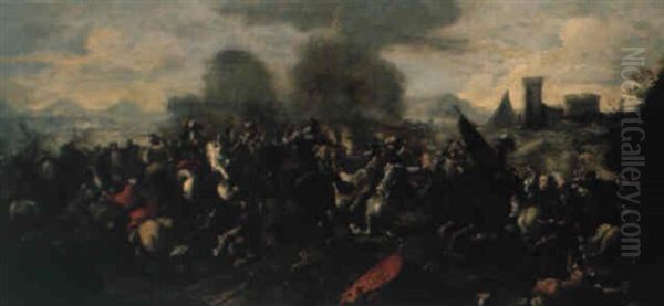 Choc De Cavalerie Oil Painting by Jacques Courtois