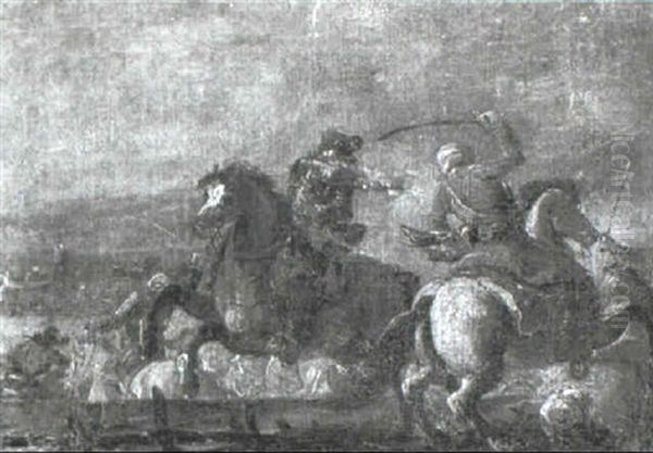 Battle Scenes Between Turks And Christians Oil Painting by Jacques Courtois