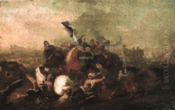 A Cavalry Engagement Between Turks And Christians Oil Painting by Jacques Courtois