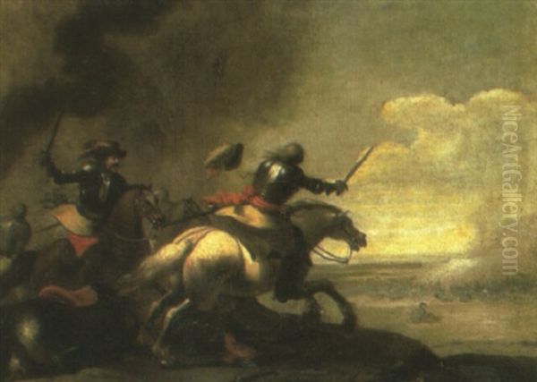 Cavalry Charge Oil Painting by Jacques Courtois