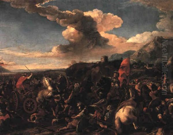 Darius And Alexander At The Battle Of Granicus Oil Painting by Jacques Courtois