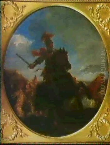 Ein Feldherr Zu Pferd In Einem Reitergefecht Oil Painting by Jacques Courtois