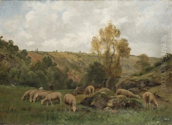 'les Moutons' Oil Painting by Pierre-Francois Courtois