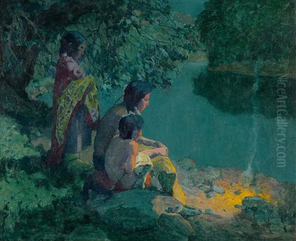 River Camp - Moonlight by Eanger Irving Couse