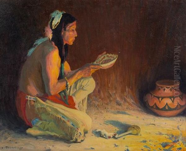 Sacred Rain Bowl Oil Painting by Eanger Irving Couse