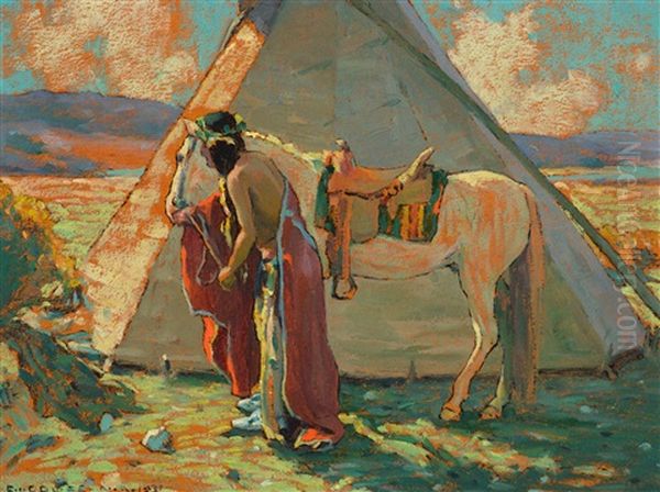 Indian Camp [or] Sunlight Oil Painting by Eanger Irving Couse