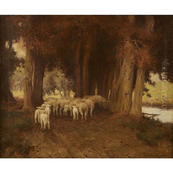 Sheep In The Woods Oil Painting by Eanger Irving Couse