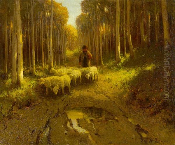 Shepherd With His Flock Oil Painting by Eanger Irving Couse