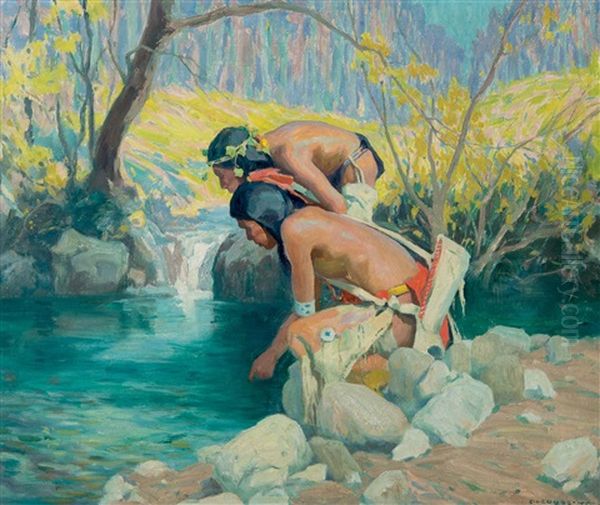 Trout Stream Oil Painting by Eanger Irving Couse