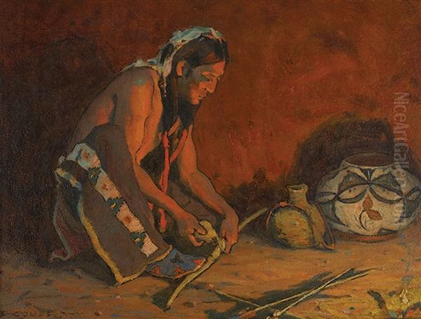 Pottery Maker By Firelight Oil Painting by Eanger Irving Couse