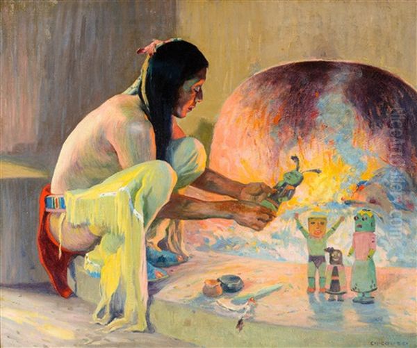 The Kachina Maker Oil Painting by Eanger Irving Couse