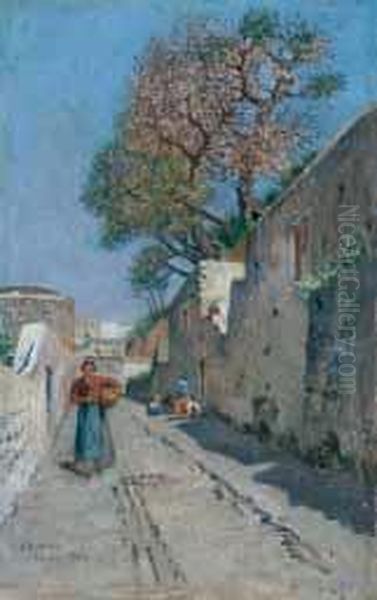 Strada Di Paese Oil Painting by Eugen Ankelen