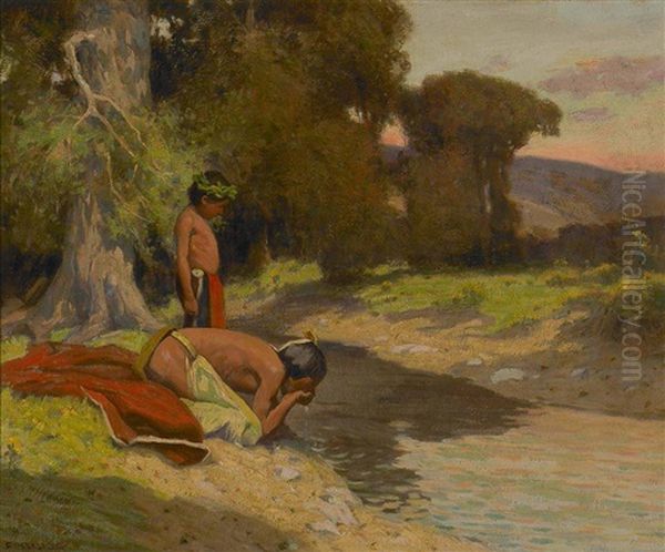 By The Stream Oil Painting by Eanger Irving Couse