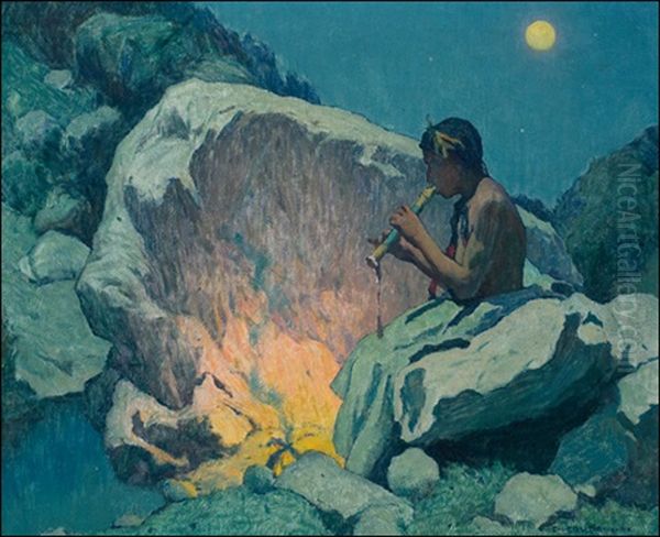 Moonlight Pueblo De Taos Oil Painting by Eanger Irving Couse