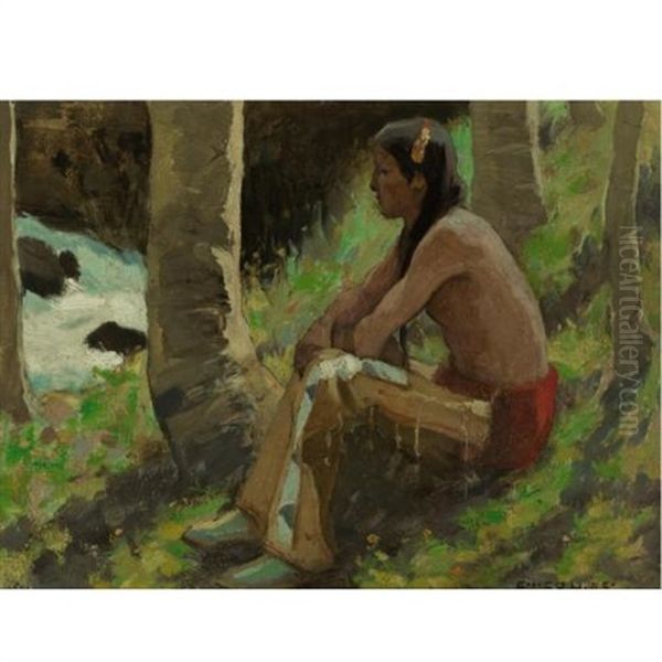 Watching The Stream Oil Painting by Eanger Irving Couse