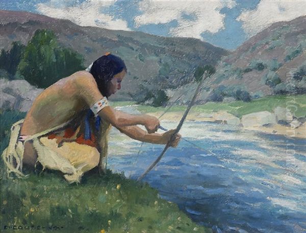 Bow Fishing Along The Rio Grande Oil Painting by Eanger Irving Couse