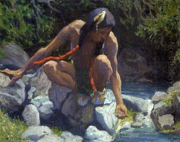 Drinking Oil Painting by Eanger Irving Couse