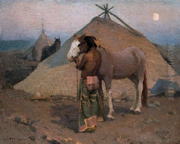 Klikitat Indian With Pony Oil Painting by Eanger Irving Couse