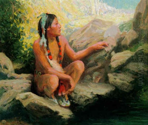 The Rockbound Pool Oil Painting by Eanger Irving Couse