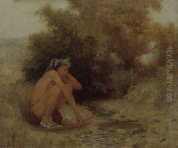 The Novice By The Brook Oil Painting by Eanger Irving Couse