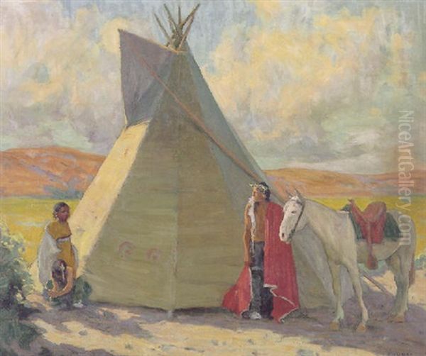 Crow Tent Oil Painting by Eanger Irving Couse