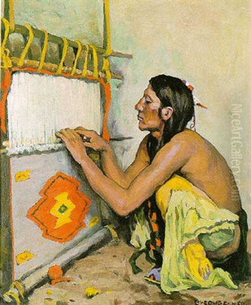 The Weaver Oil Painting by Eanger Irving Couse